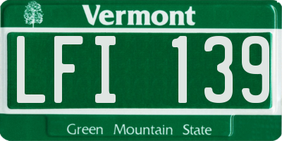 VT license plate LFI139
