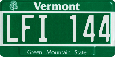 VT license plate LFI144