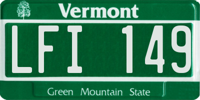 VT license plate LFI149
