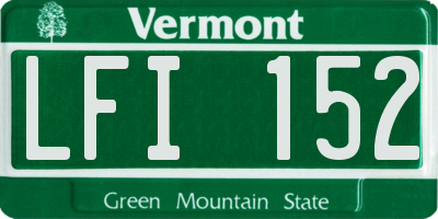 VT license plate LFI152