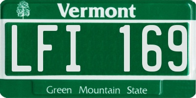 VT license plate LFI169