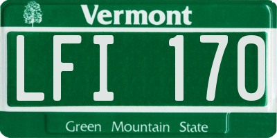 VT license plate LFI170