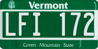 VT license plate LFI172