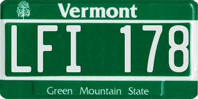 VT license plate LFI178
