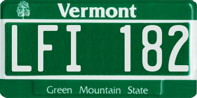 VT license plate LFI182