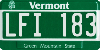 VT license plate LFI183