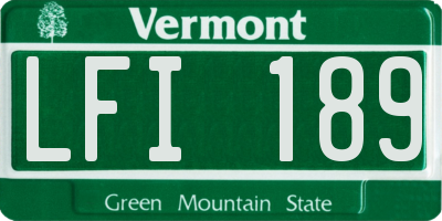 VT license plate LFI189