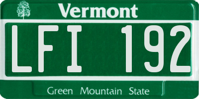 VT license plate LFI192