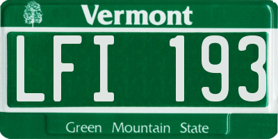 VT license plate LFI193