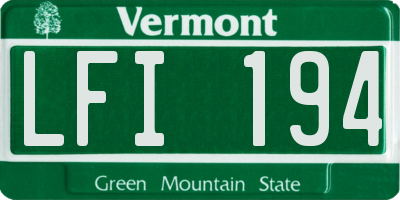 VT license plate LFI194