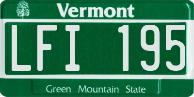 VT license plate LFI195