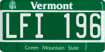 VT license plate LFI196