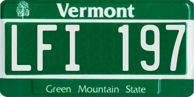 VT license plate LFI197