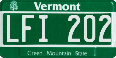 VT license plate LFI202
