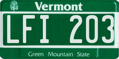 VT license plate LFI203