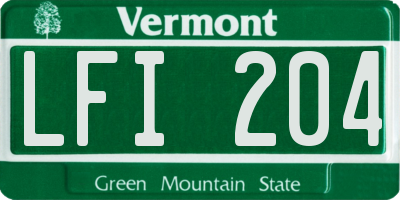 VT license plate LFI204