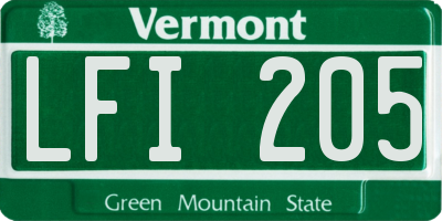 VT license plate LFI205