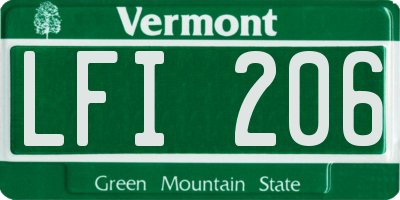 VT license plate LFI206