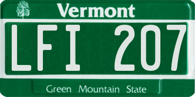 VT license plate LFI207