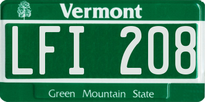 VT license plate LFI208