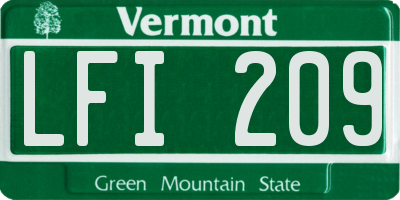 VT license plate LFI209