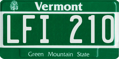 VT license plate LFI210