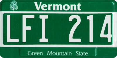 VT license plate LFI214