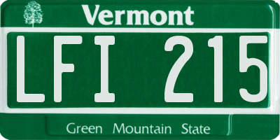 VT license plate LFI215