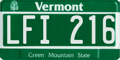 VT license plate LFI216