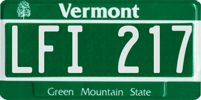 VT license plate LFI217