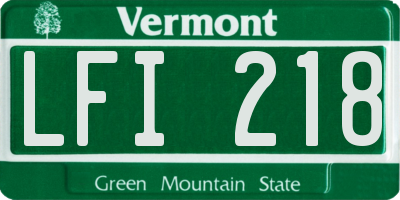 VT license plate LFI218
