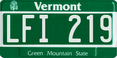 VT license plate LFI219