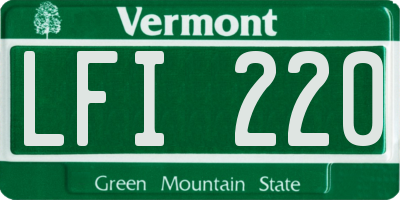 VT license plate LFI220