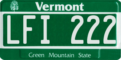 VT license plate LFI222