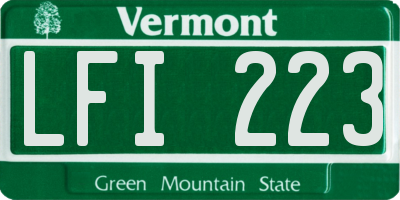VT license plate LFI223