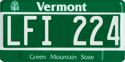 VT license plate LFI224