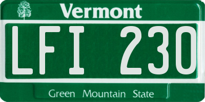 VT license plate LFI230