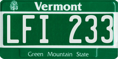VT license plate LFI233
