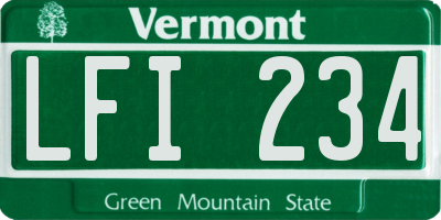 VT license plate LFI234