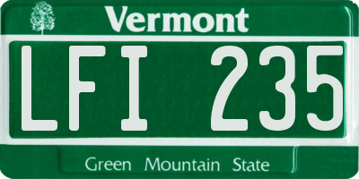 VT license plate LFI235