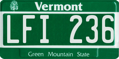 VT license plate LFI236