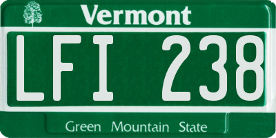 VT license plate LFI238