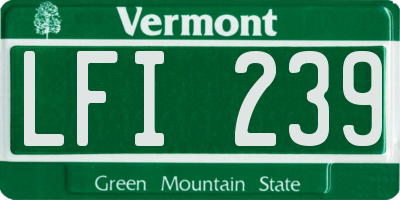 VT license plate LFI239