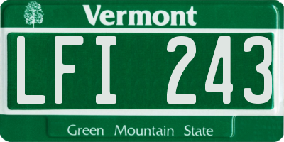 VT license plate LFI243