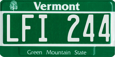 VT license plate LFI244