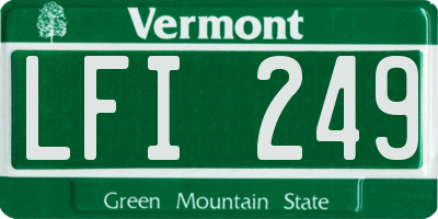 VT license plate LFI249