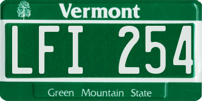 VT license plate LFI254