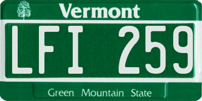 VT license plate LFI259