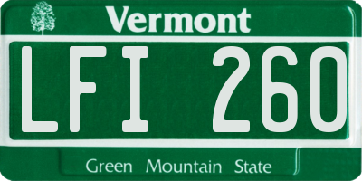 VT license plate LFI260
