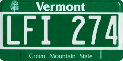 VT license plate LFI274